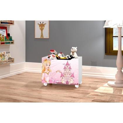 Imagem de Conjunto Quarto Infantil Guarda Roupa 2 Portas Cômoda e Mesa de Cabeceira Lara e Cama Casa Princesa