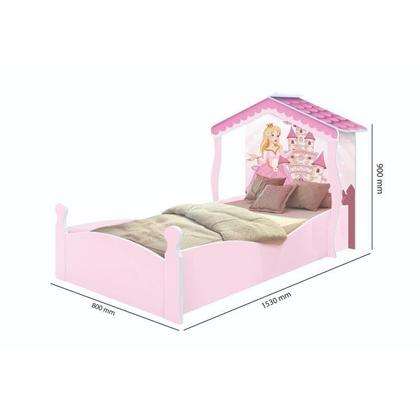 Imagem de Conjunto Quarto Infantil Guarda Roupa 2 Portas Cômoda e Mesa de Cabeceira Lara e Cama Casa Princesa Rosa