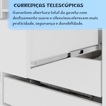 Imagem de Conjunto Quarto Infantil Guarda-Roupa 4 Portas 3 Gavetas e Cômoda 8 Gavetas Alice Espresso Móveis Branco