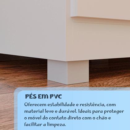 Imagem de Conjunto Quarto Infantil Guarda-Roupa 4 Portas 3 Gavetas e Cômoda 8 Gavetas Alice Espresso Móveis Branco