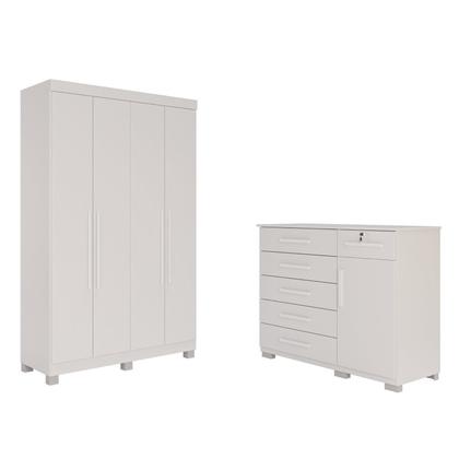Imagem de Conjunto Quarto Infantil Guarda-roupa 4 Portas e Cômoda 6 Gavetas Sofia Espresso Móveis
