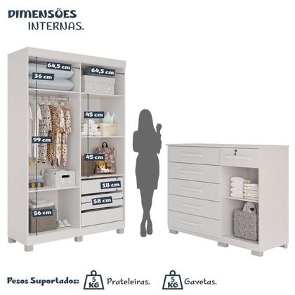 Imagem de Conjunto Quarto Infantil Guarda-roupa 4 Portas e Cômoda 6 Gavetas Sofia Espresso Móveis