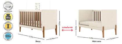 Imagem de Conjunto Quarto Infantil Iris 100% MDF- Com Berço Mini Cama e Gaveteiro Sistema Antitombamento - Moveis Estrela