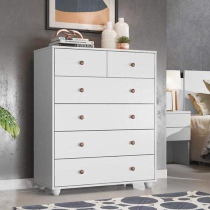 Imagem de Conjunto Quarto Solteiro Cômoda 6 Gavetas e Penteadeira Camarim com Espelho Espresso Móveis