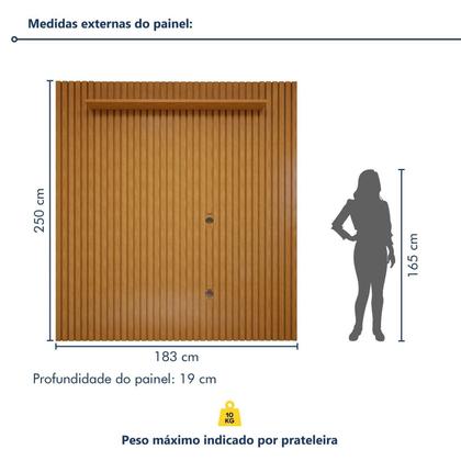 Imagem de Conjunto Rack Arezzo 180cm com Painel Ripado para Tv de até 75 Polegadas Paris