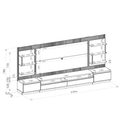 Imagem de Conjunto Rack Com Painel Modulado Para Tv Até 70 E 2 Módulos Laterais Ripado Tauari-off White