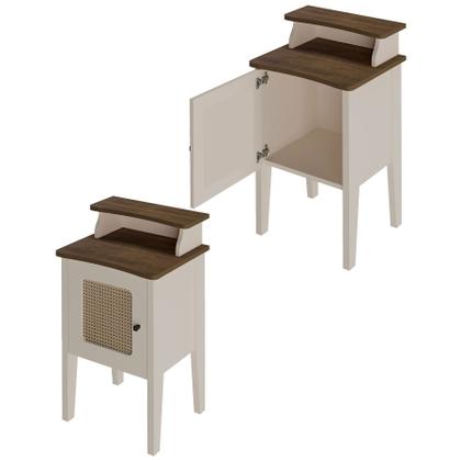 Imagem de Conjunto Rack, Mesa De Apoio e Buffet Charlotte e Mesa De Centro Saara Artely Cor Pinho com Off White