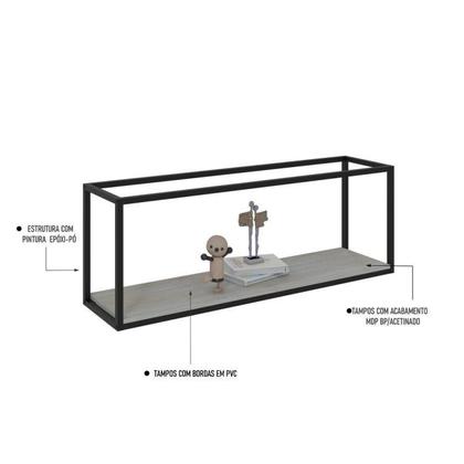 Imagem de Conjunto Rack para TV até 50 Polegadas 1 Nicho Aéreo 2 Estante Estilo Industrial Active Yescasa