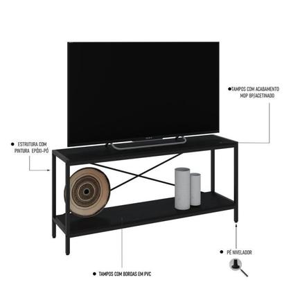 Imagem de Conjunto Rack para TV até 50 Polegadas Estante 5 Prateleiras Estilo Industrial Active Yescasa