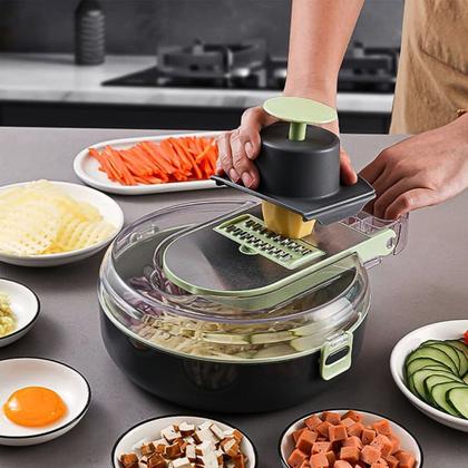 Imagem de Conjunto Ralador de Vegetais Legumes Verduras Fatiador Descascador Cortador Picador Escorredor Redondo Cozinha Alimentos Dia das Mães