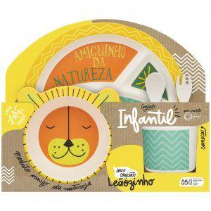 Imagem de Conjunto Refeição Infantil 5 Peças Leãozinho Oxford