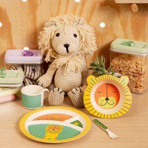 Imagem de Conjunto Refeição Infantil 5 Peças Leãozinho Oxford