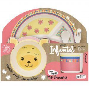 Imagem de Conjunto Refeição Infantil 5 Peças Me Lhama Oxford