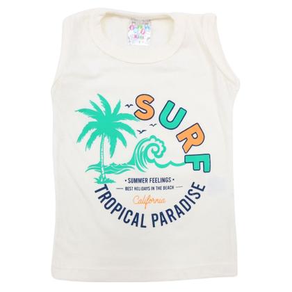 Imagem de Conjunto Regata Bege com Bermuda Estampada Menino Surf Verão