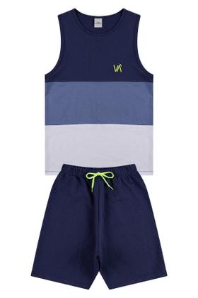 Imagem de Conjunto Regata Infantil Tricolor Marinho