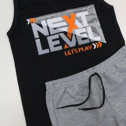 Imagem de Conjunto Regata Preta com Bermuda Cinza Juvenil Menino Verão
