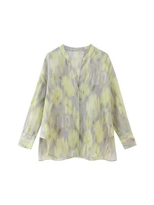 Imagem de Conjunto Retro Feminino De Algodão Camisa De Manga Longa Com Decote Em V Calças De Cintura Alta Com