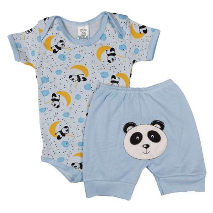 Imagem de Conjunto Roupa Bebê Body Curto e Short Bordado Menino Menina