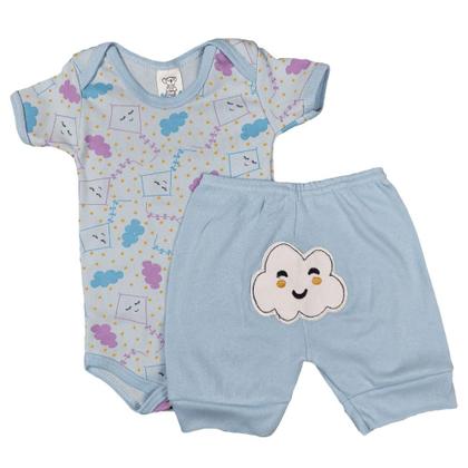 Imagem de Conjunto Roupa Bebê Body Curto e Short Bordado Menino Menina