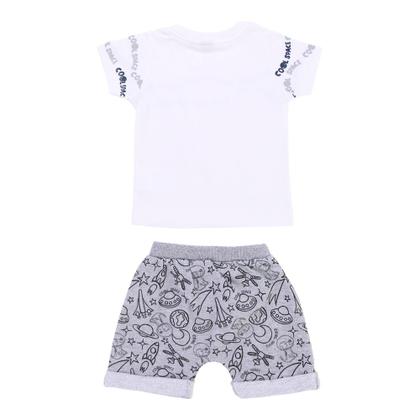 Imagem de Conjunto Roupa Bebê Kookabu Camiseta Estampa "Cool Space" + Bermuda Em Moletom Fresquinho Verão