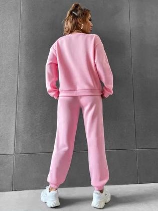 Imagem de Conjunto Roupa De Frio Moletom Feminino Flanelado Algodão