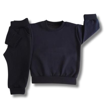 Imagem de Conjunto Roupa Infantil de Frio Moletom Basico Grosso Liso Bebê