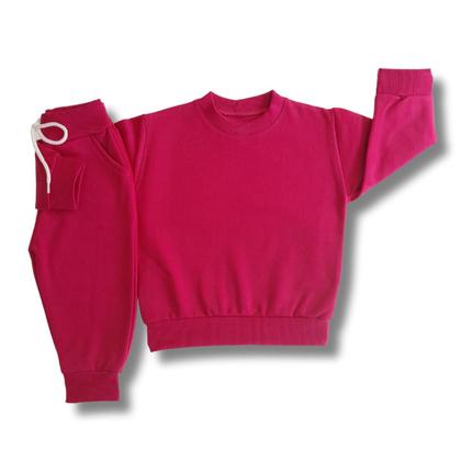 Imagem de Conjunto Roupa Infantil de Frio Moletom Basico Grosso Liso Bebê