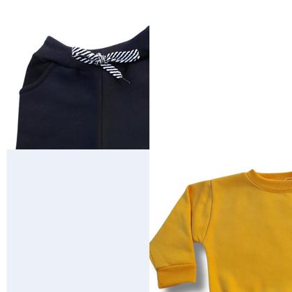 Imagem de Conjunto Roupa Infantil de Frio Moletom Basico Grosso Liso Bebê