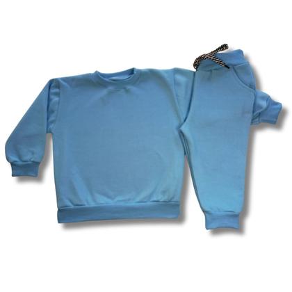 Imagem de Conjunto Roupa Infantil de Frio Moletom Basico Grosso Liso Bebê