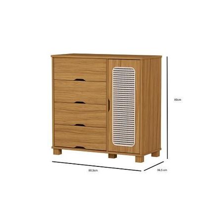 Imagem de Conjunto Roupeiro/Cômoda/Cama De Solteiro Clara Nature - VJ Móveis