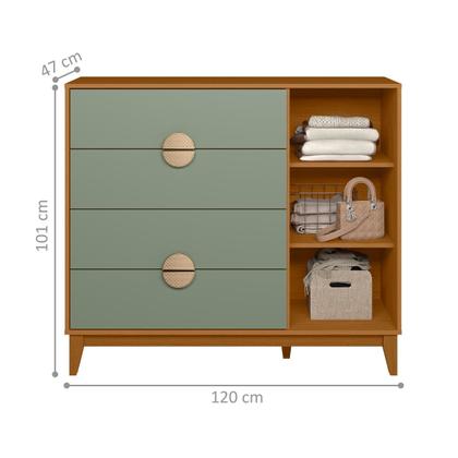 Imagem de Conjunto Roupeiro e Cômoda Sapateira Cafeara Cinamomo Sálvia