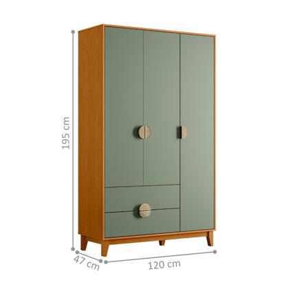 Imagem de Conjunto Roupeiro e Cômoda Sapateira Cafeara Cinamomo Sálvia