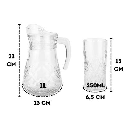 Imagem de Conjunto Rozana Jarra 1L com Tampa e 6 Copos 250ml de Vidro