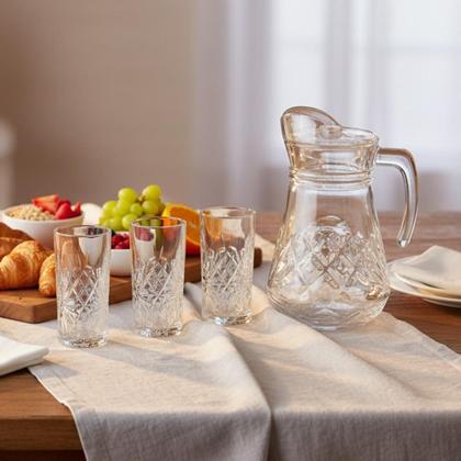 Imagem de Conjunto Rozana Jarra 1L com Tampa e 6 Copos 250ml de Vidro