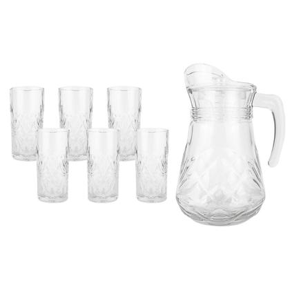 Imagem de Conjunto Rozana Jarra 1L com Tampa e 6 Copos 250ml de Vidro