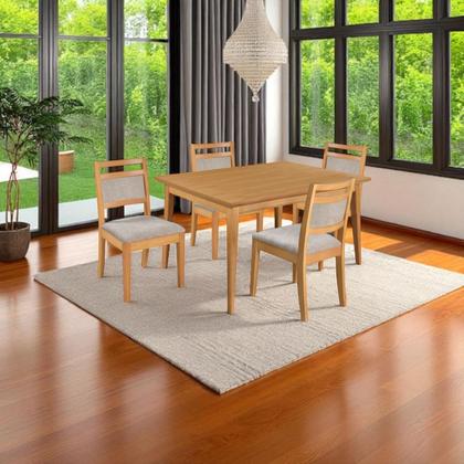 Imagem de Conjunto Rustico Sala de Jantar Mesa 1.20 c/ 4 cadeiras Madeira Maçica Luxo - Refinatto