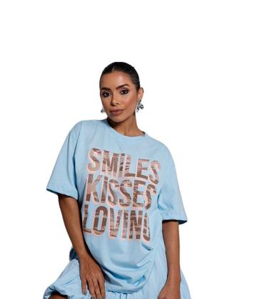 Imagem de Conjunto Saia Balone e Max T-Shirt Smiles Kisses Loving