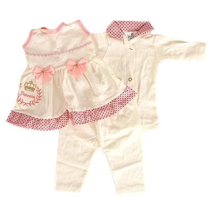 Imagem de Conjunto Saida Maternidade Neném Menina Poa Rosa 5PÇS