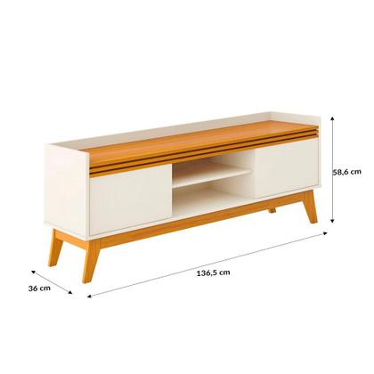 Imagem de Conjunto Sala de Estar Buffet e Rack com Painel Ripado 136cm