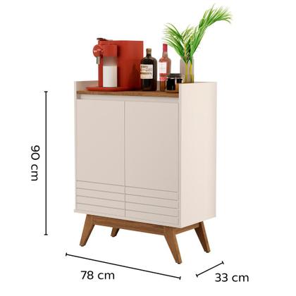 Imagem de Conjunto Sala de Estar com Rack Ripado Malbec Wood e Buffet Eros Off White/Freijo Giga Moveis