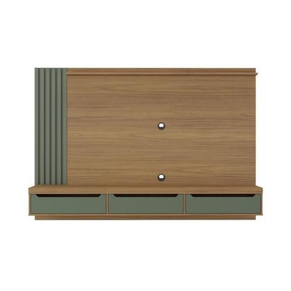 Imagem de Conjunto Sala de Estar Painel Ripado para Tv até 75 Pol Madagascar com Mesa de Centro Dunas e Mesa de Apoio