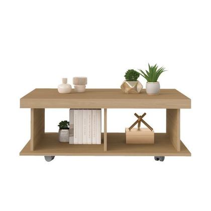 Imagem de Conjunto Sala de Estar Painel Ripado para Tv até 75 Pol Madagascar com Mesa de Centro Dunas e Mesa de Apoio