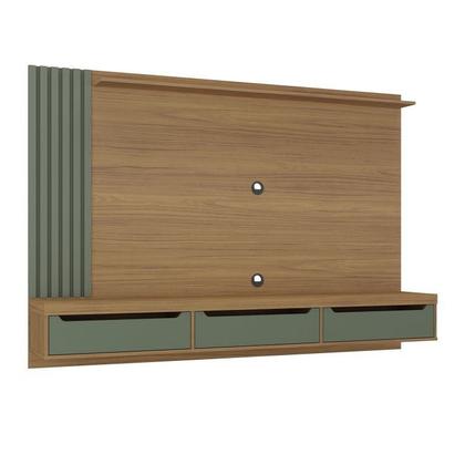 Imagem de Conjunto Sala de Estar Painel Ripado para Tv até 75 Pol Madagascar com Mesa de Centro Dunas e Mesa de Apoio