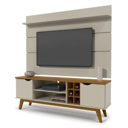 Imagem de Conjunto Sala de Estar Prism Patrimar Rack com Painel 1.8 + Buffet + Mesa de Centro Off White com Cumarú