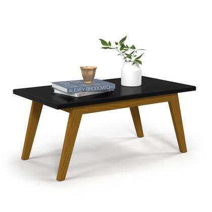 Imagem de Conjunto Sala de Estar Prism Patrimar Rack com Painel 1.8 + Buffet + Mesa de Centro Preto com Cumarú