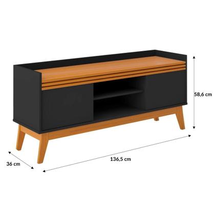 Imagem de Conjunto Sala de Estar Rack com Painel para Tv até 50 Polegada e Buffet Ripado 4 Portas - ViaNossa