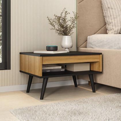 Imagem de Conjunto Sala de Estar Tóquio 3 Peças  Rack para Tv, Mesa de Centro e Mesa de Apoio Cor Mel/preto