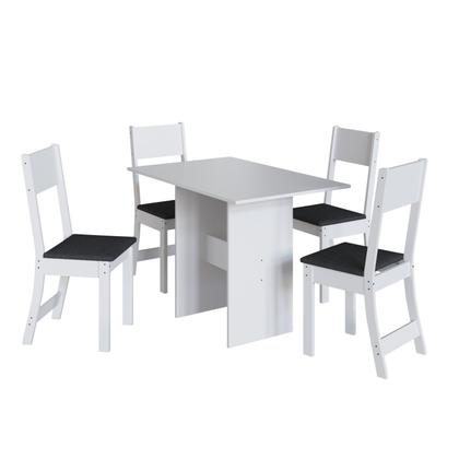 Imagem de Conjunto Sala de Jantar 1 Mesa 4 Cadeiras Viena Branco/Preto