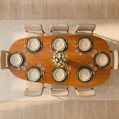 Imagem de Conjunto Sala de Jantar 1 Mesa Orgânica Tali 210cm 8 Cadeiras Miriti CabeCasa MadeiraOriginals