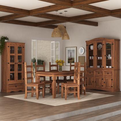 Imagem de Conjunto Sala de Jantar 1 Mesa Retangular + 6 Cadeiras Acapulco 100% Madeira maçiça